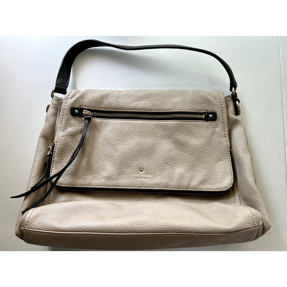 Kate‎ Spade Womens Cobble Hill Toddy Handbag Satchel Purse Taupe Leather